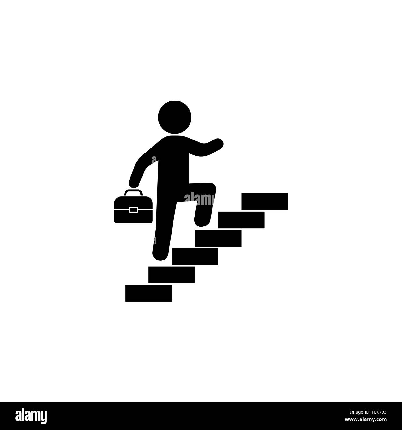 businessman walks up the stairs icon black on white background Stock Vector