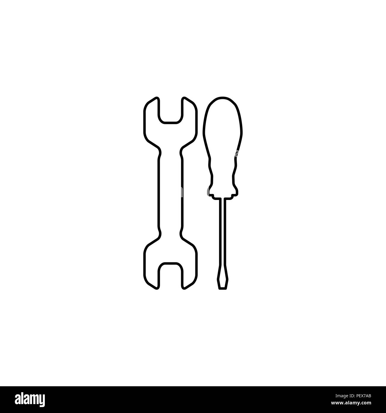 Simple Tools or Repair line Icon black on white background Stock Vector