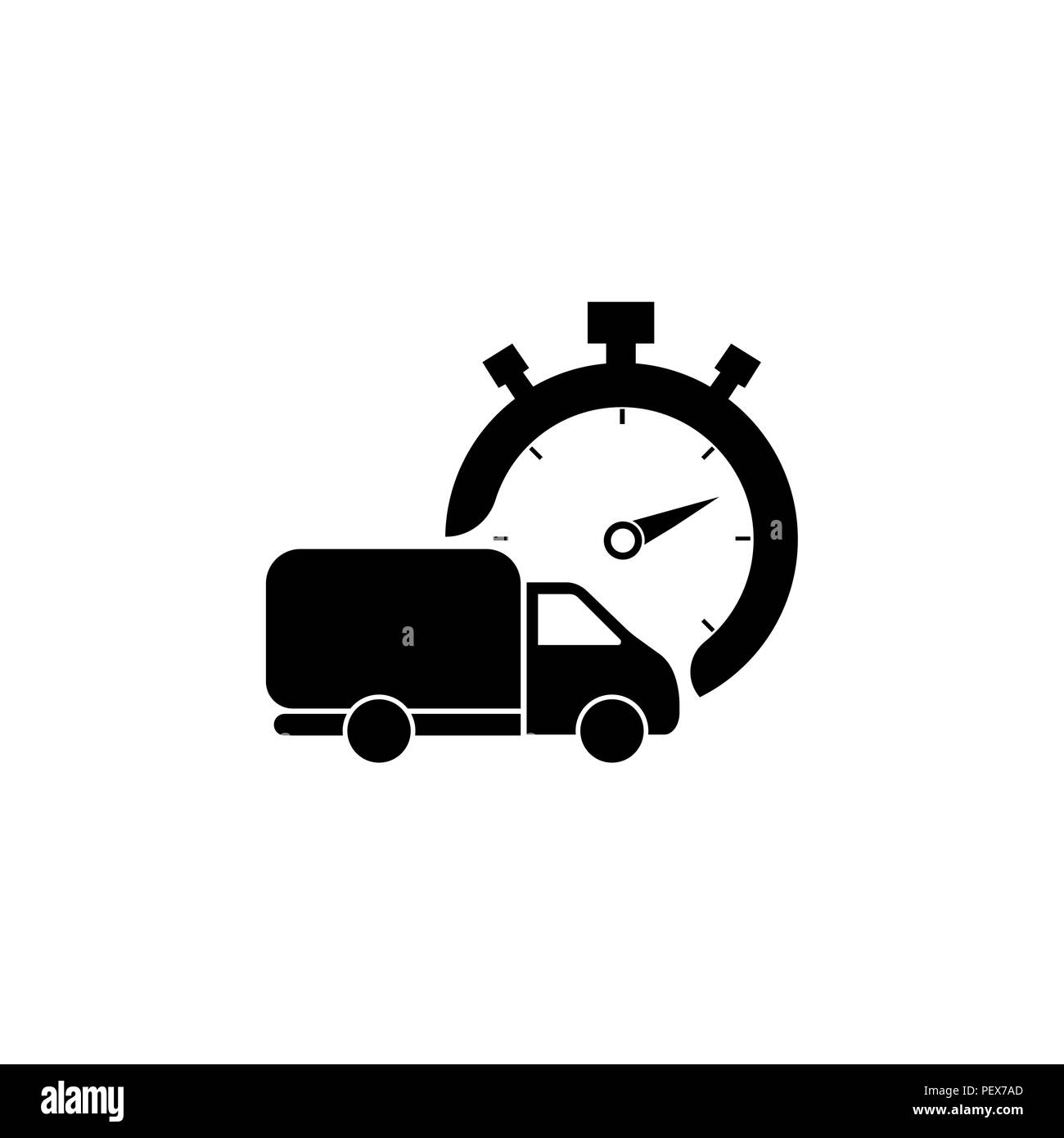 Fast delivery icon (silhouette). shipping truck isolated. vector illustration Stock Vector