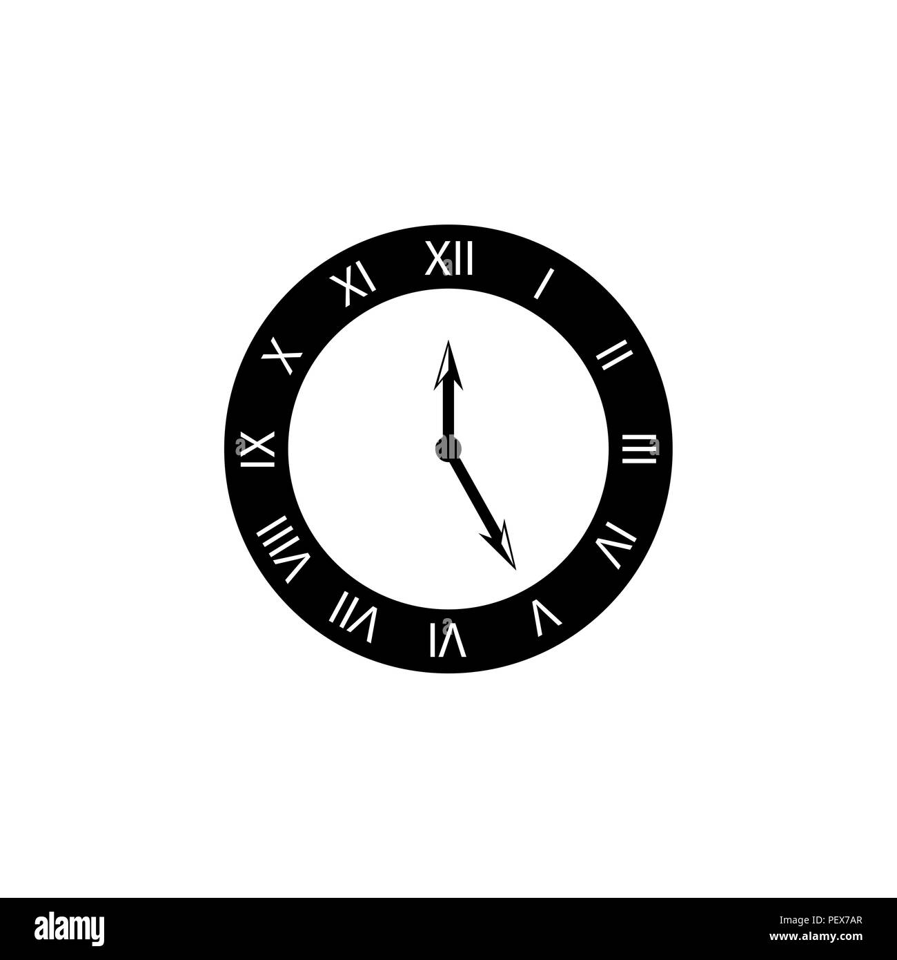 Clock Icon. Vector illustration black on white background Stock Vector