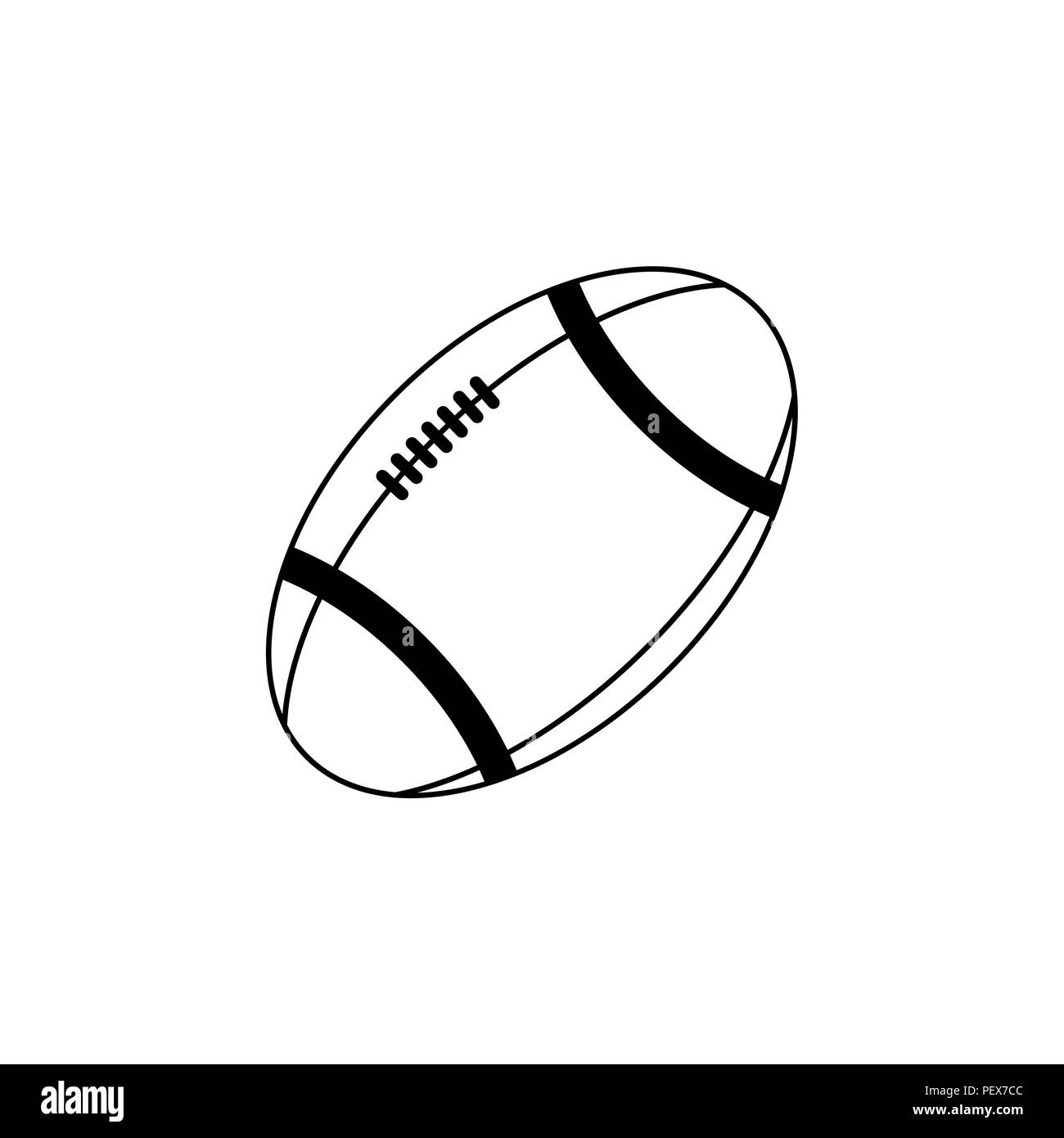 American football ball vector line icon. black on white background Stock Vector