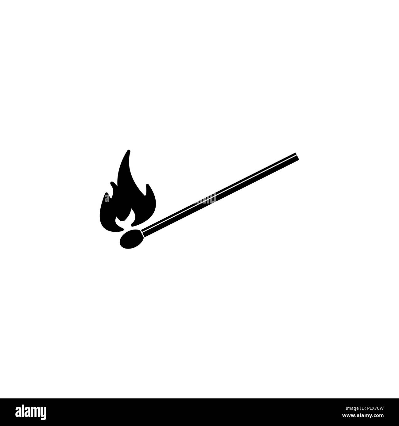 burning match icon. vector illustration black on white background Stock