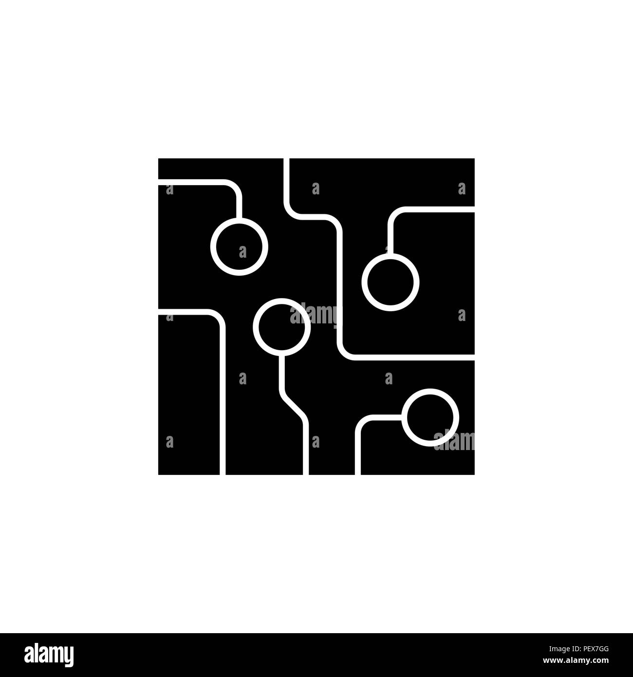 Circuit board, technology icon black on white background Stock Vector ...