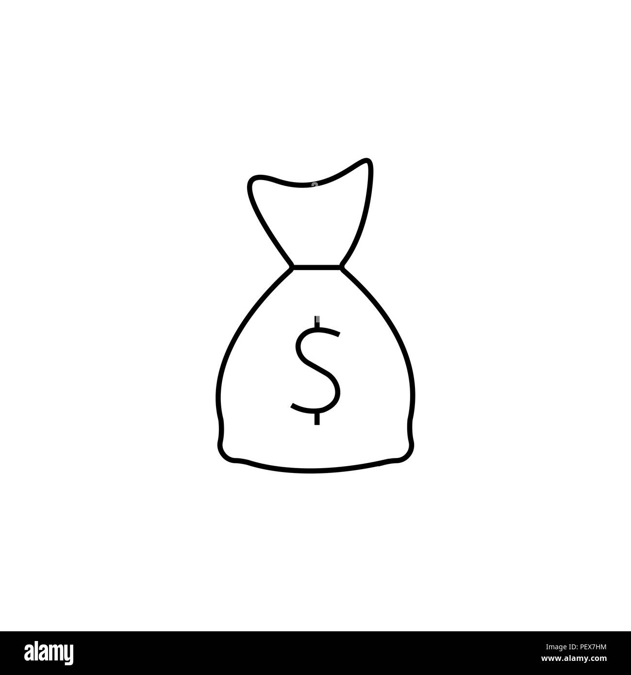 Bag with money icon black on white background Stock Vector Image & Art ...