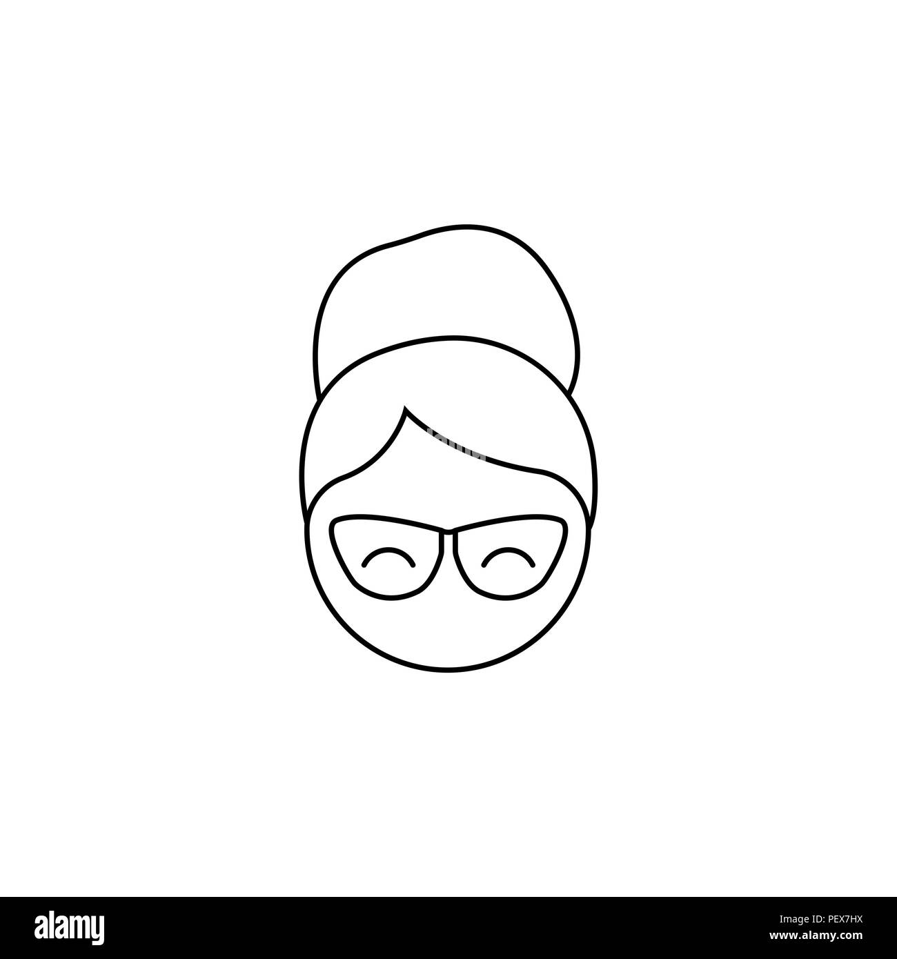 The woman in glasses. Grandmother icon. black on white background Stock Vector