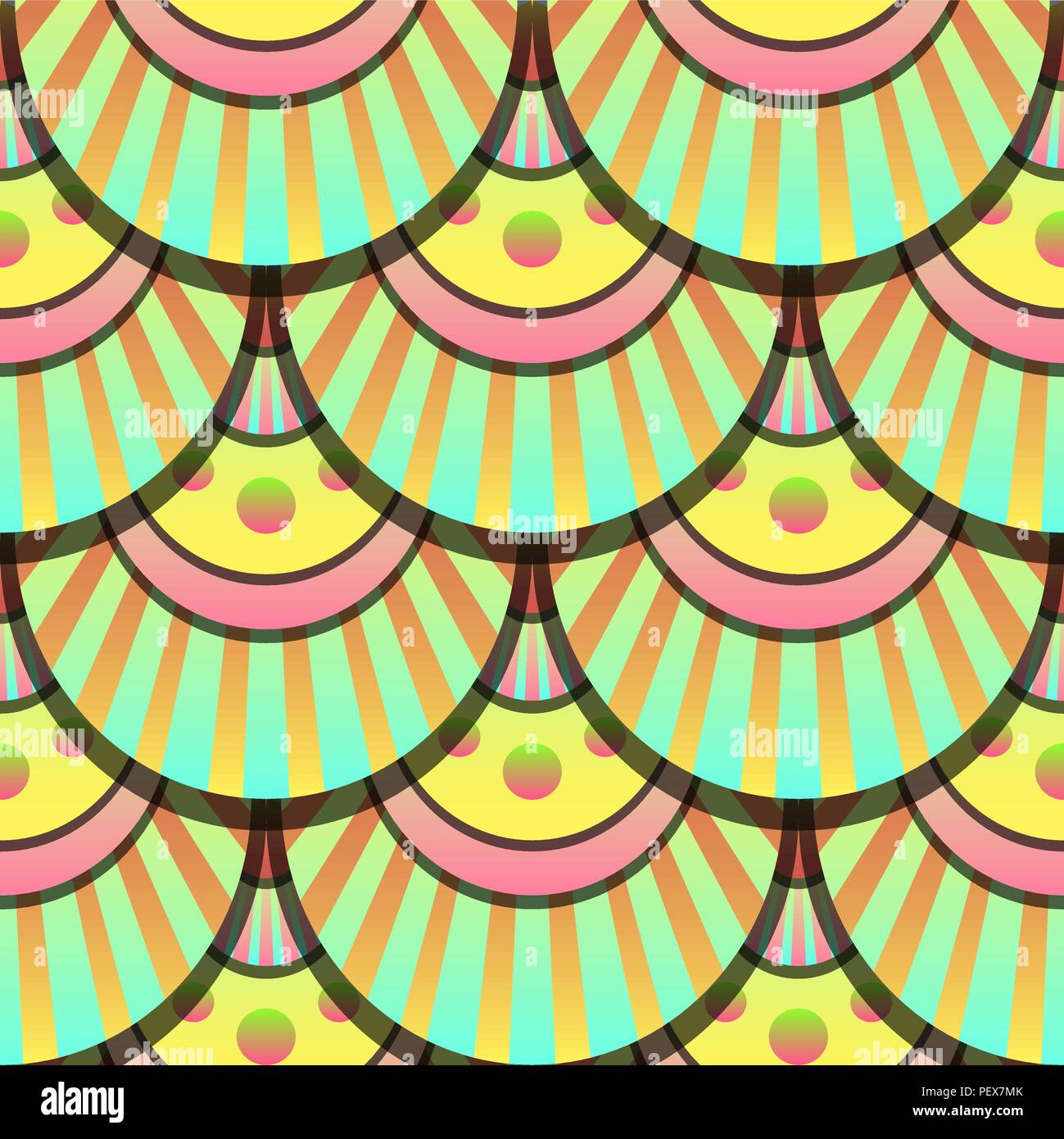 Vibrant gradient seamless fairy dragon scale vector blue and yellow pattern Stock Vector