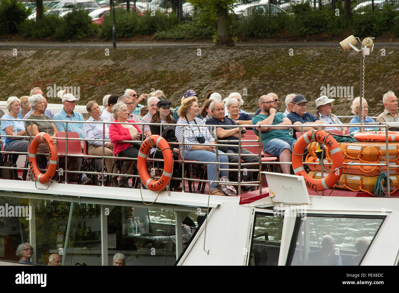 Tourists On A Sightseeing City Cruise Along The River Ouse York North Tourists On A Sightseeing City Cruise Along The River Ouse York North