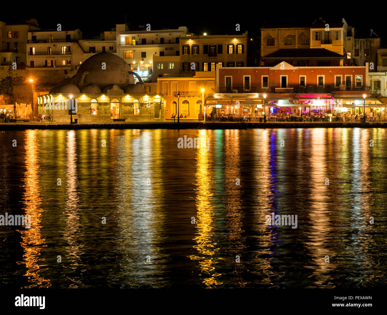Chania City Night Skyline, Crete Island, Greece Stock Photo Alamy