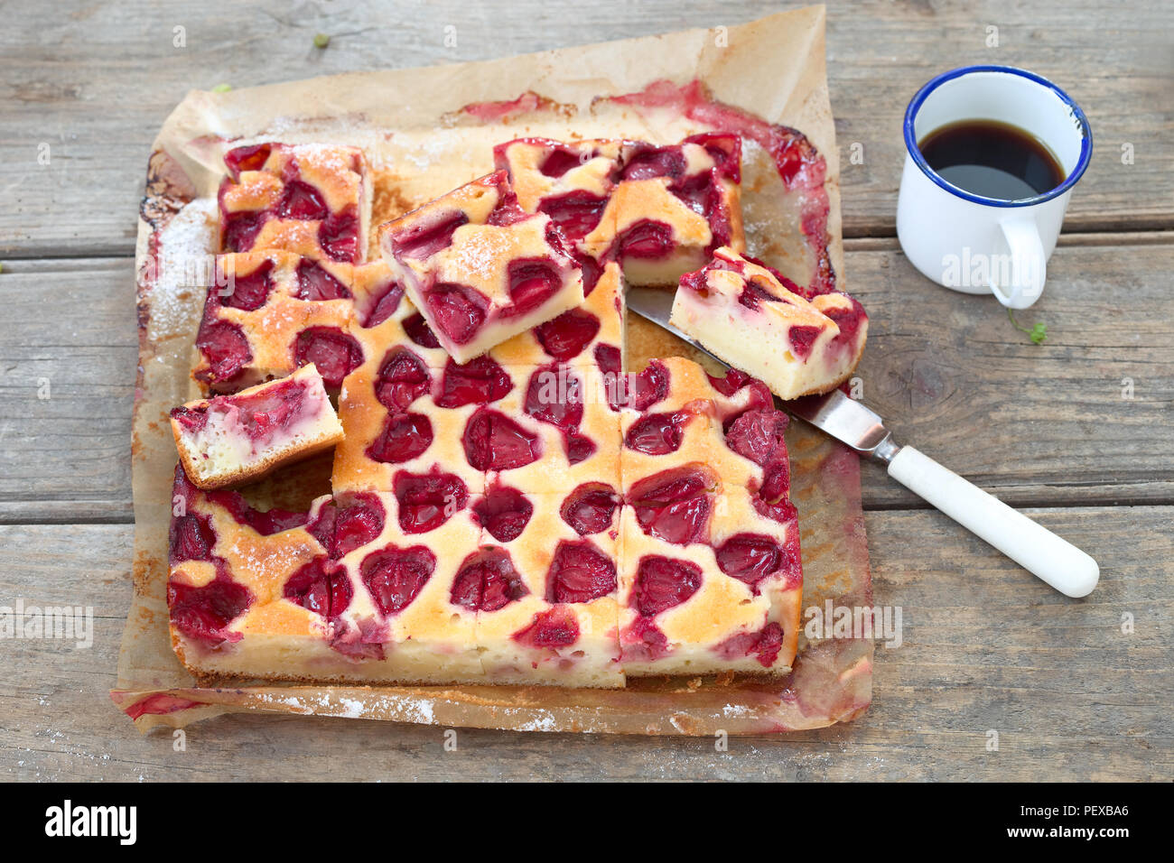 Strawberries and Cream Yogurt Cake Stock Photo Alamy