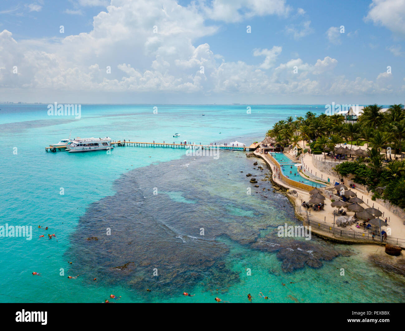 An aerial view of Isla Mujeres in Cancun, Mexico Stock Photo