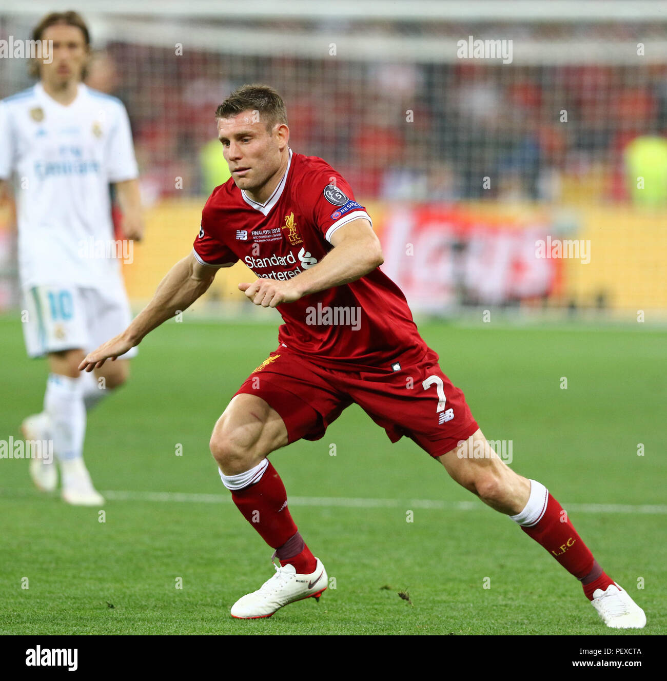 KYIV, UKRAINE - MAY 26, 2018: Portrait of Liverpool player James Milner during the UEFA Champions League Final 2018 game against Real Madrid at NSC Ol Stock Photo