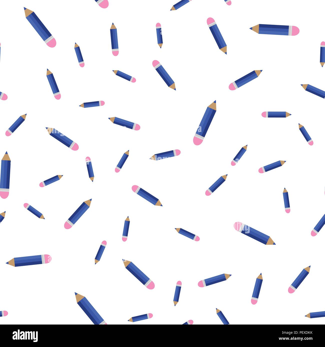 Vector illustration. Seamless pattern of colored pencils randomly Stock Vector