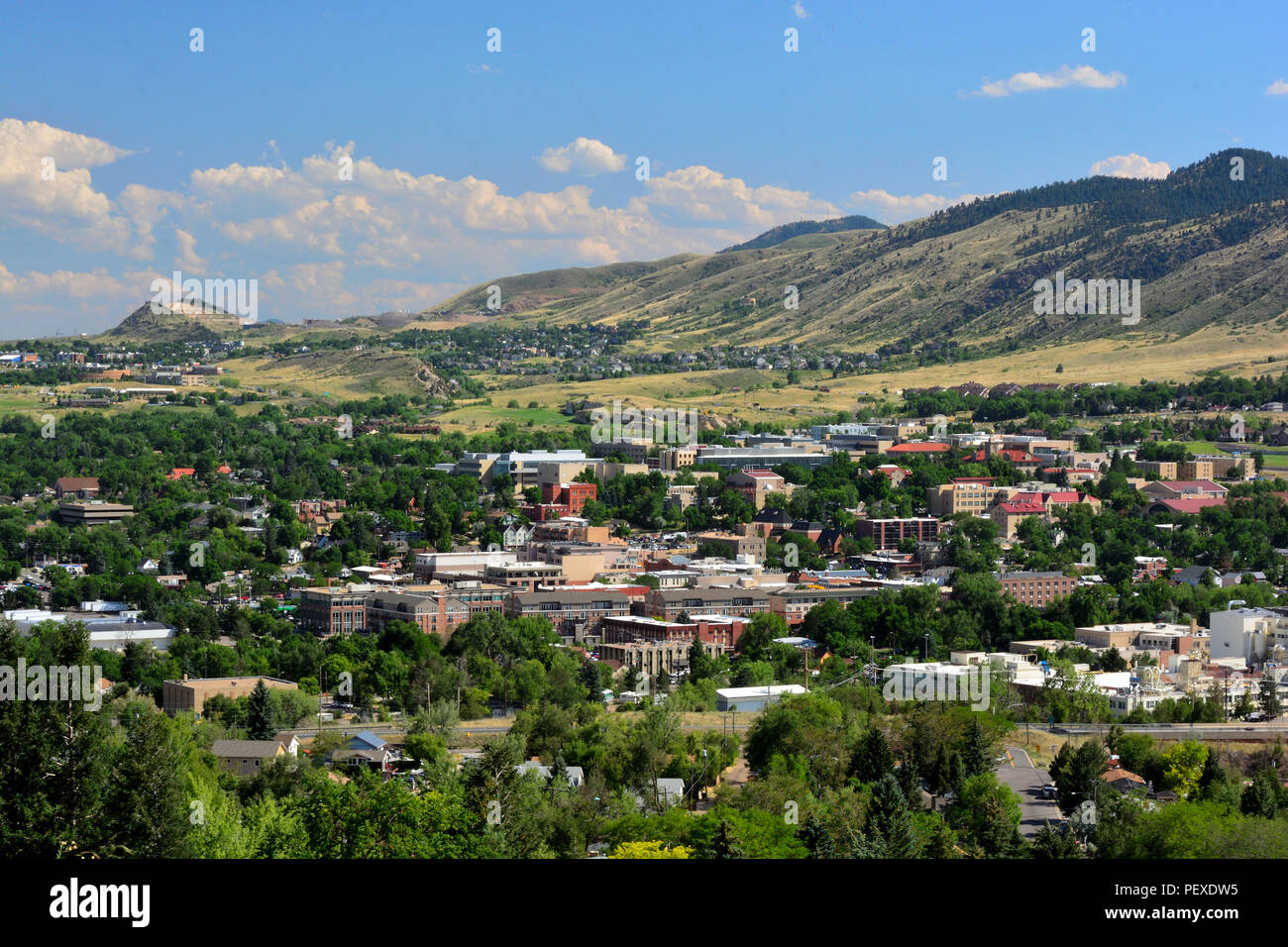 Downtown Golden, Colorado in the Rocky Mountains on a sunny day Stock Photo