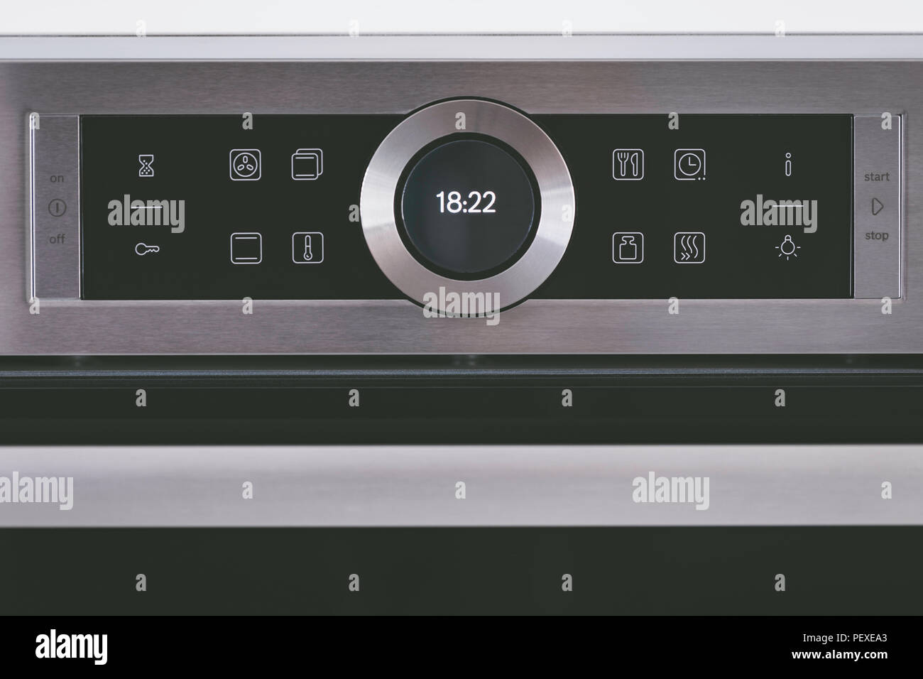 Steel modern touching panel of house electric oven Stock Photo Alamy