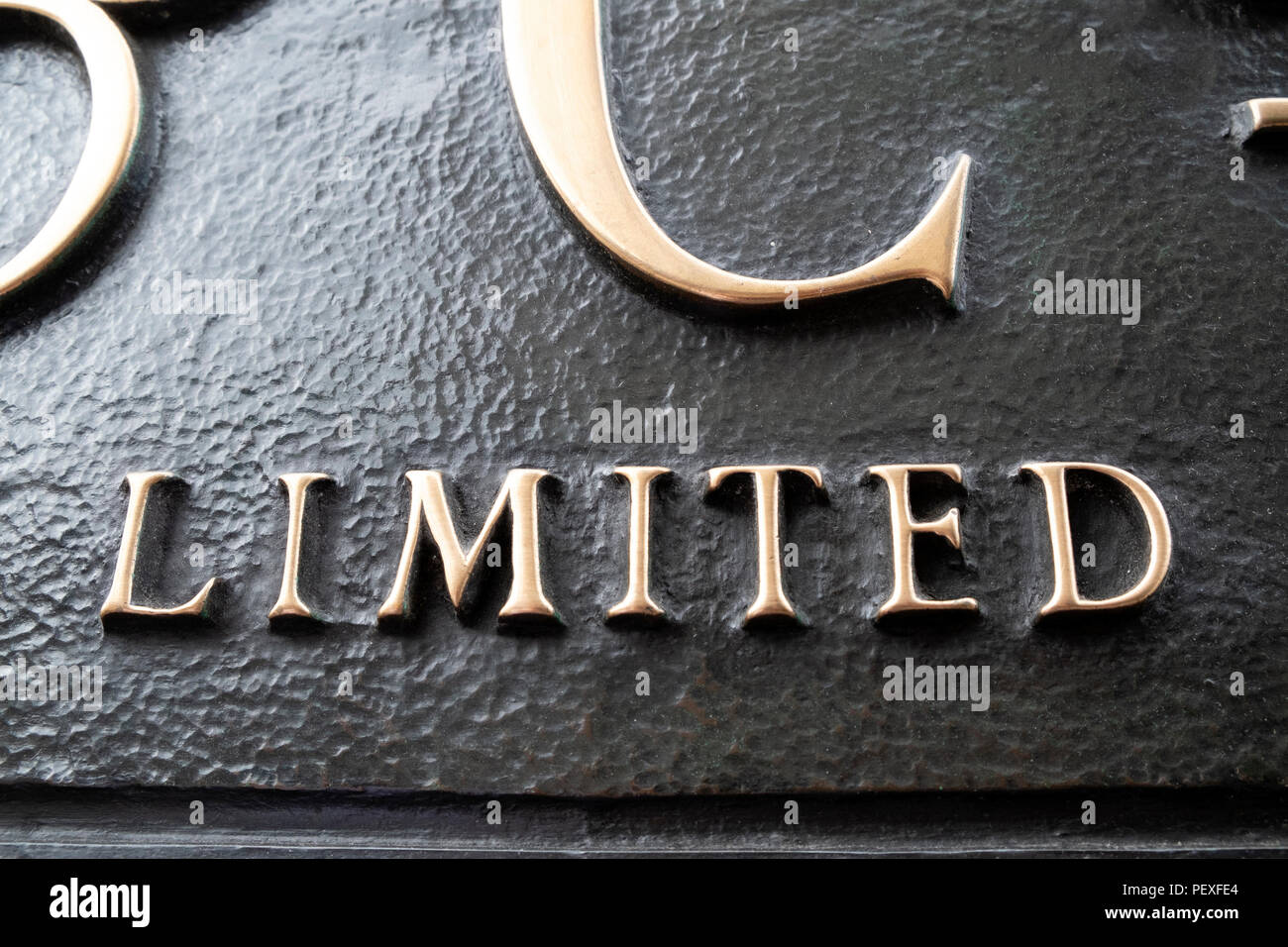 Limited. A detail of the Selfridge's sign in Oxford Street Stock Photo