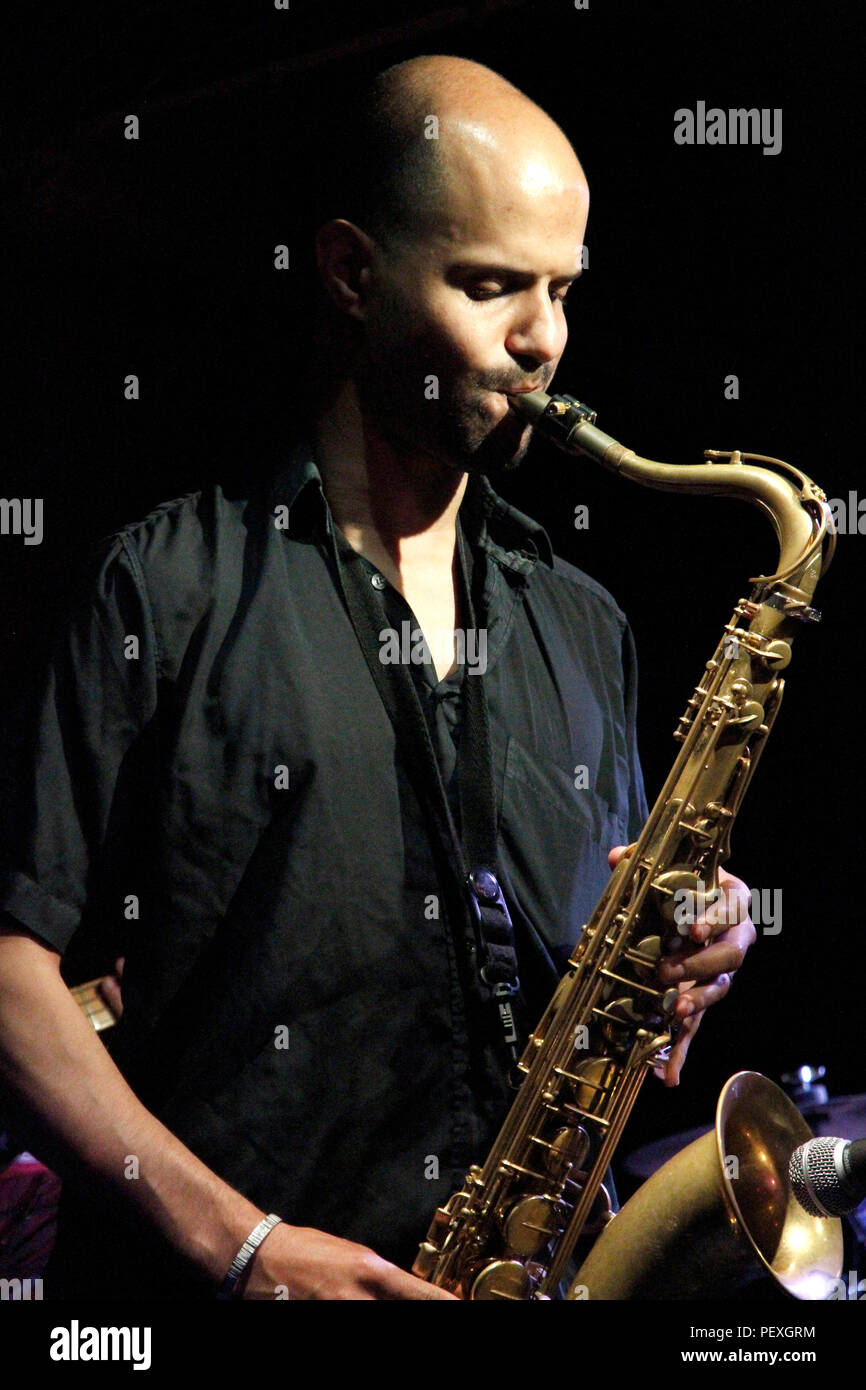 Saxophone Player Zak Barrett at London's 606 Club Stock Photo