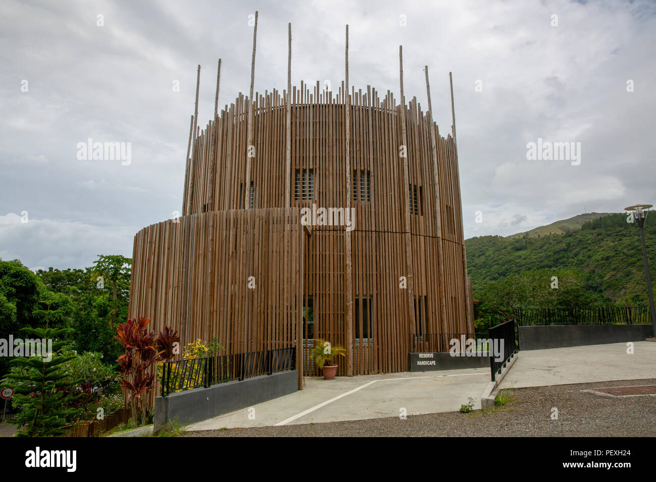 City Hall Mairie de Hienghène in Hienghene by architect Gilles Stangalino, New Caledonia Nouvelle Caledonie Stock Photo
