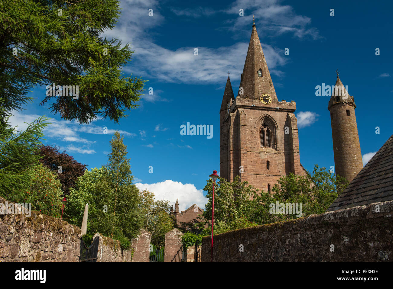 Brechin Cathedral and Brechin Round Tower, Angus, Scotland. Stock Photo