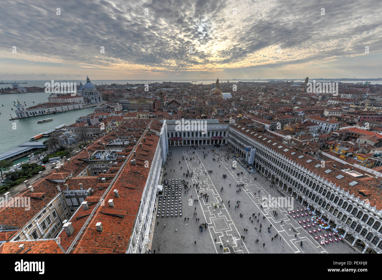 Aerial view of Saint Mark's Square in Venice Italy. It is the principal
