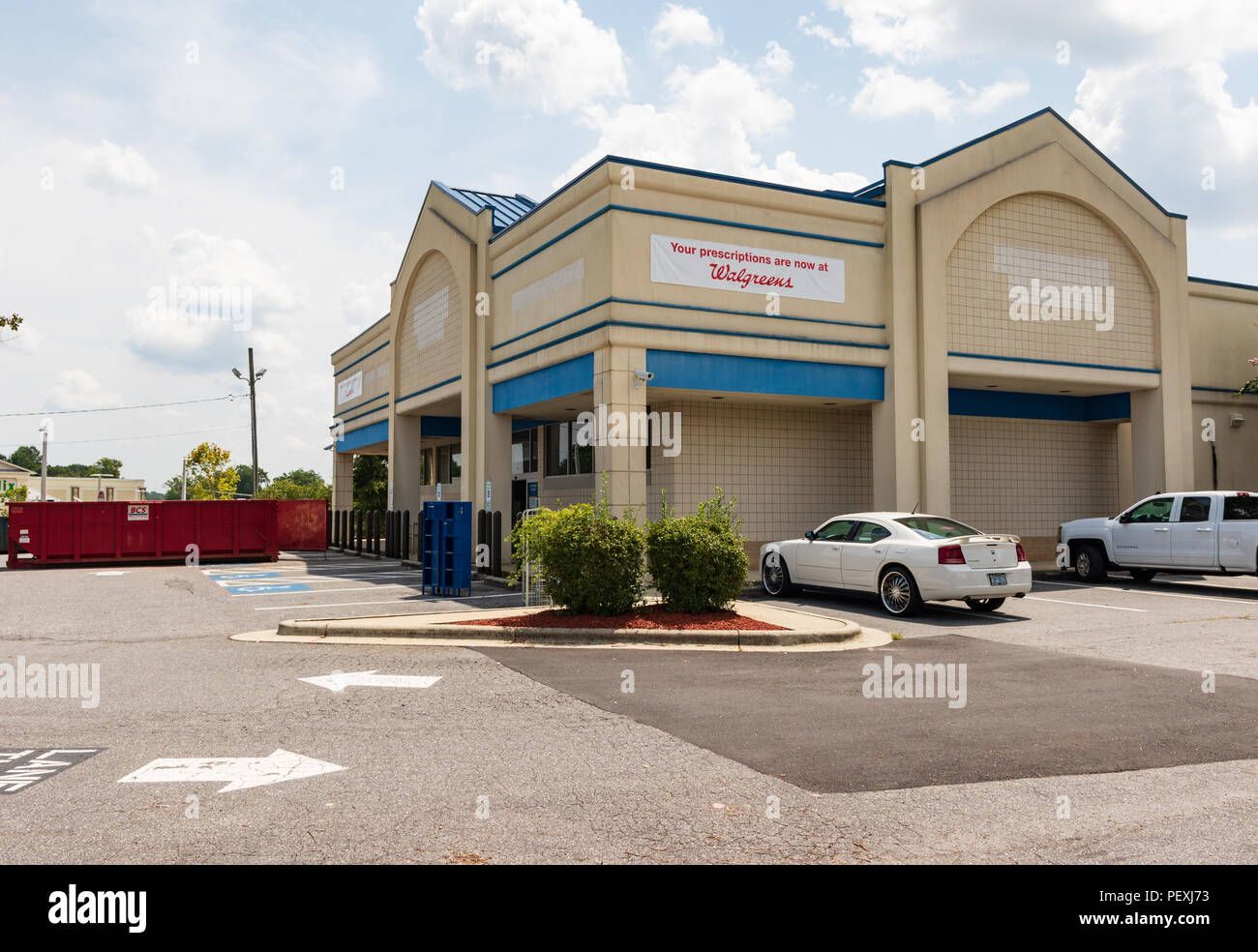 HICKORY, NC, USA-15 AUGUST 18: Recently emptied Rite-Aid store, bought by Walgreens.  'Your prescriptions are now at Walgreens.' Stock Photo