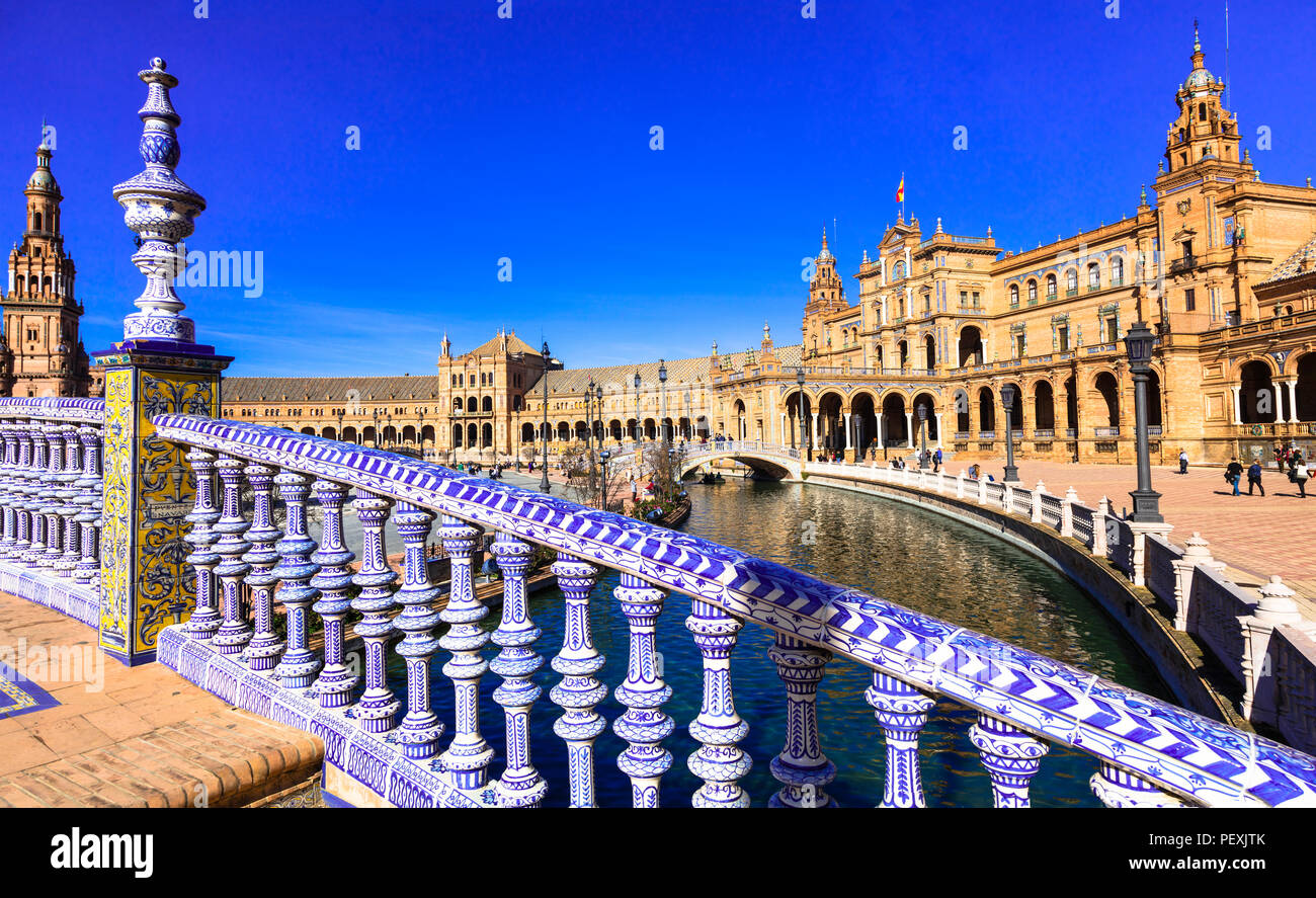 Beautiful Plaza de Espana,Sevilla town,Spain. Stock Photo