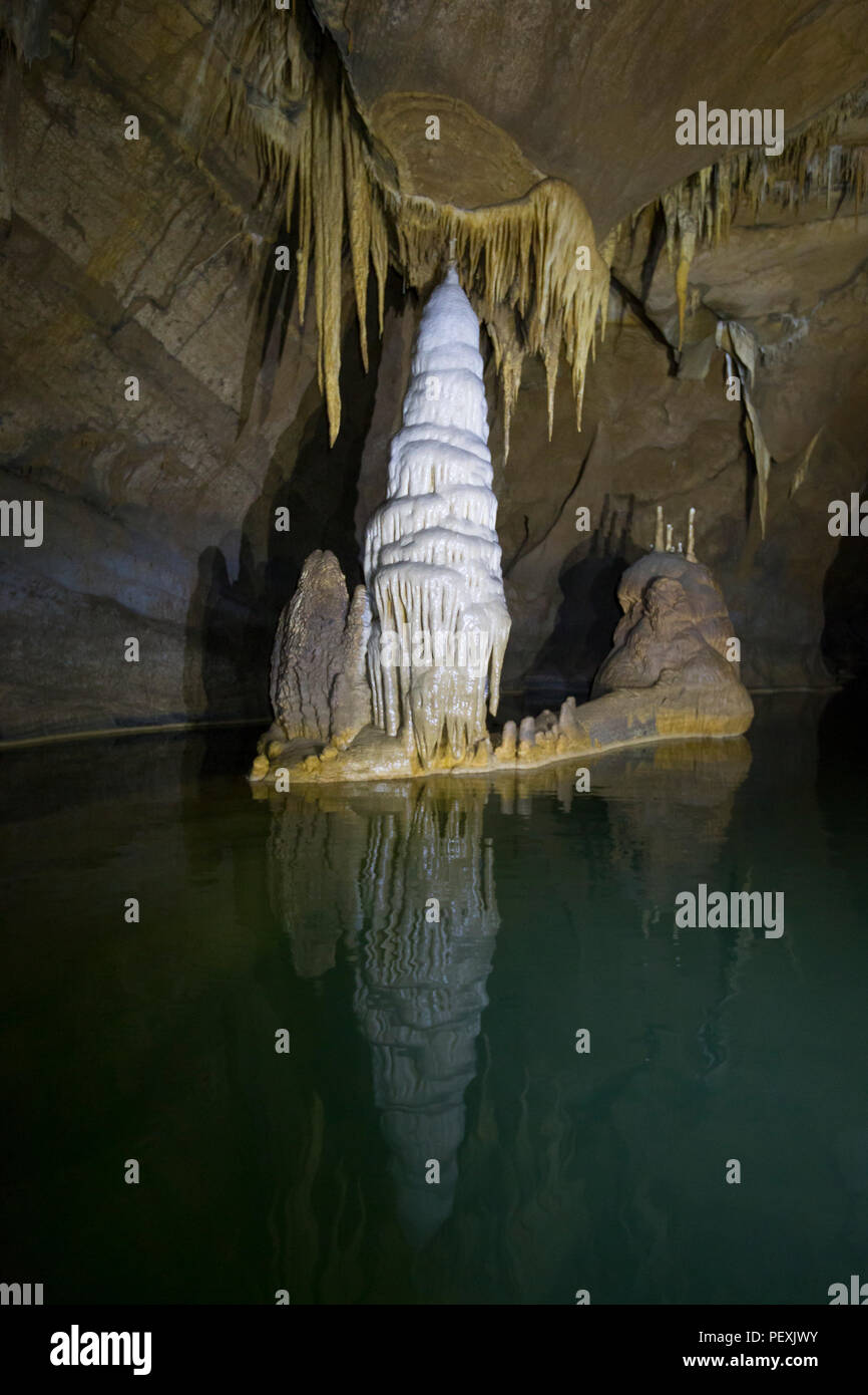 A stalagmite in the Krizna Jama cave in the Karst region of Slovenia Stock Photo