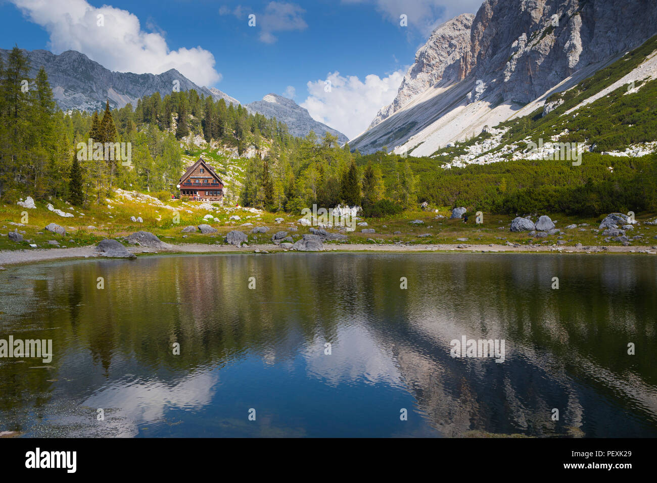 Mountain hut in Valley of the Seven lakes, Triglav National Park, Slovenia Stock Photo