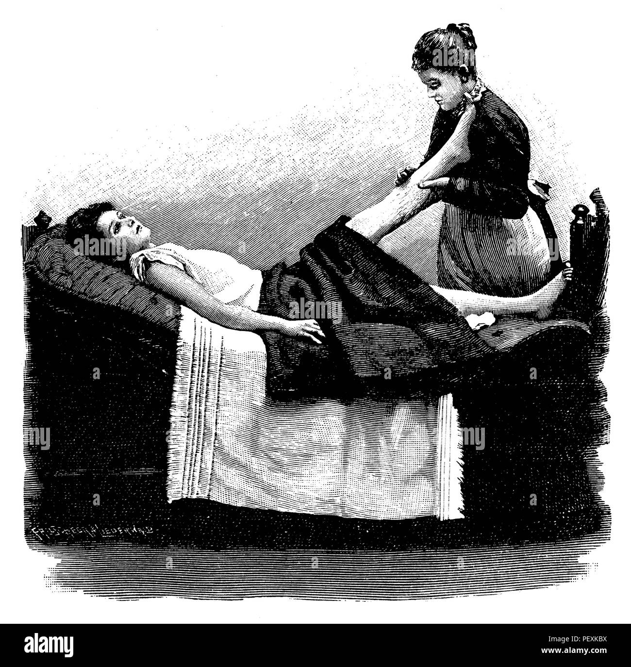 Leg massage for varicose veins,   1905 Stock Photo