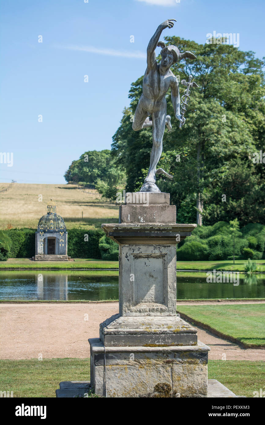 Statue of Mercury at Melbourne Hall and Gardens, Derbyshire, UK Stock