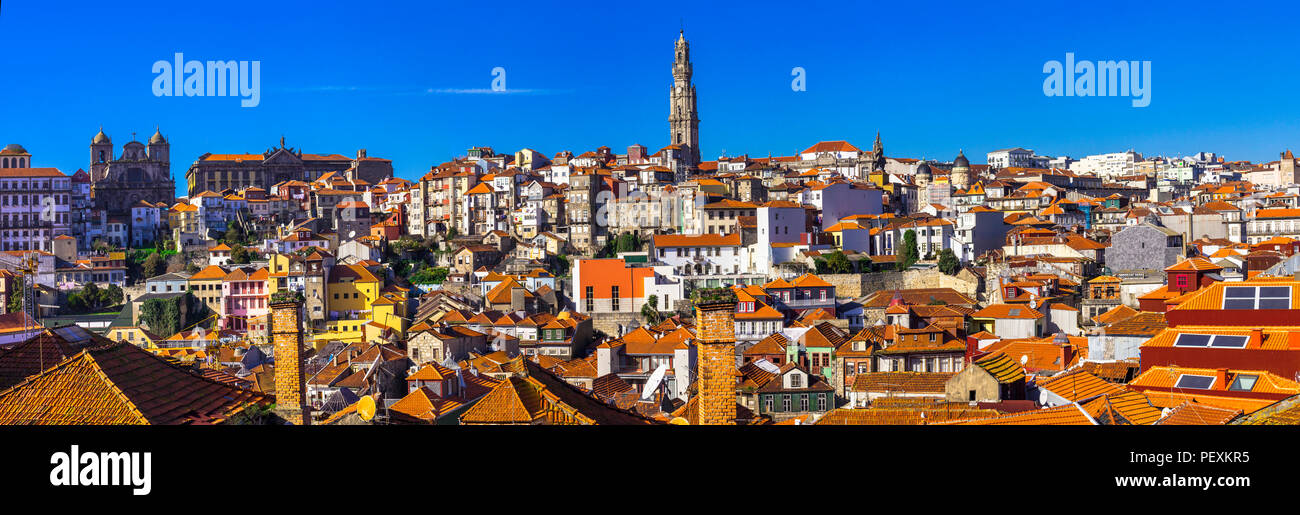 Impressive Oporto town,panoramic view,Potugal. Stock Photo