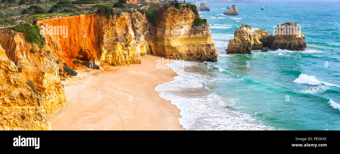 Beautiful Praia de Rocha beach,Portugal. Stock Photo