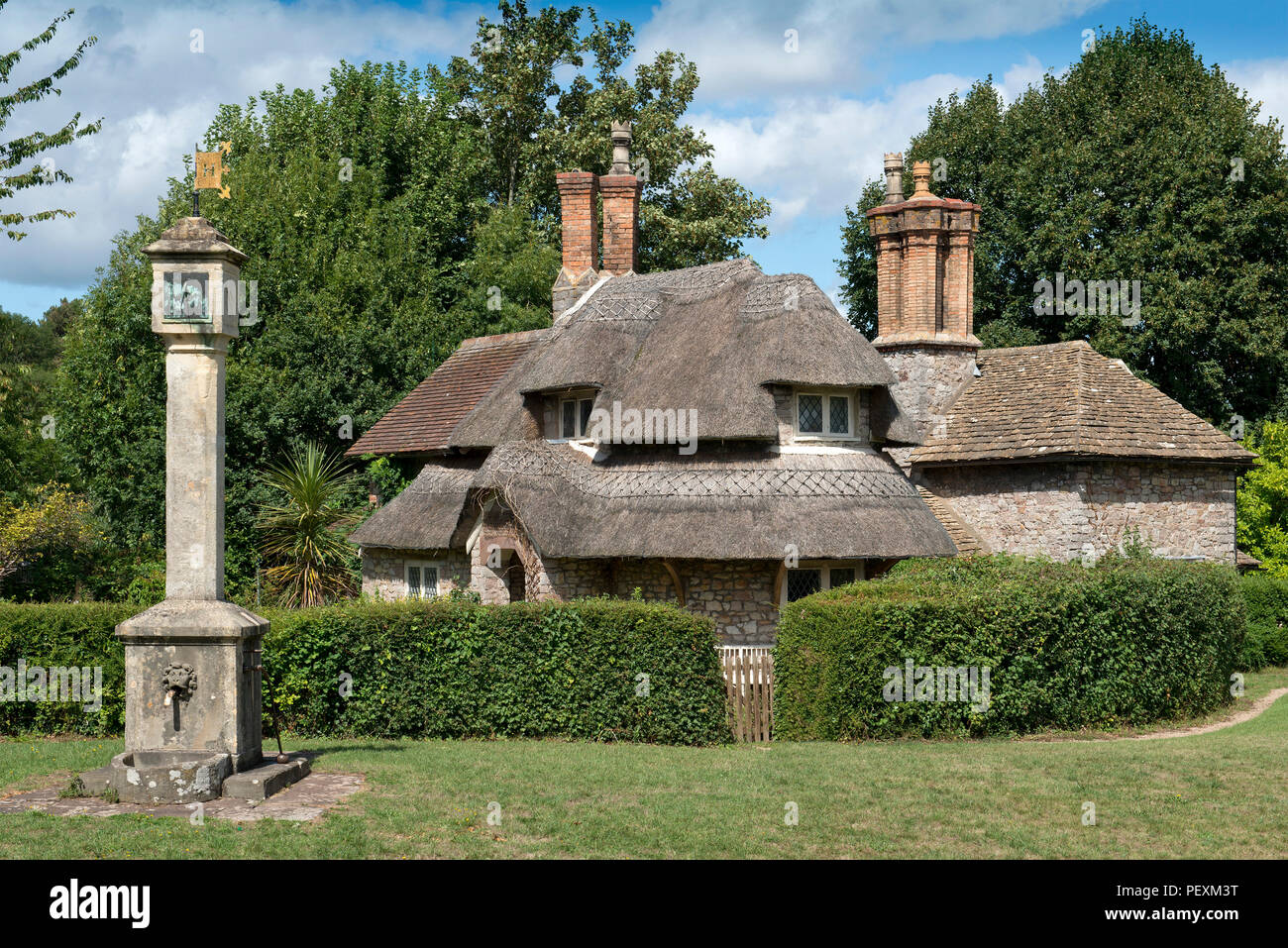 Blaise Hamlet, a group of 9 cottages, grade 1 listed, in Henbury, Bristol, UK.  They were designed by John Nash and built in 1809 for pensioners Stock Photo