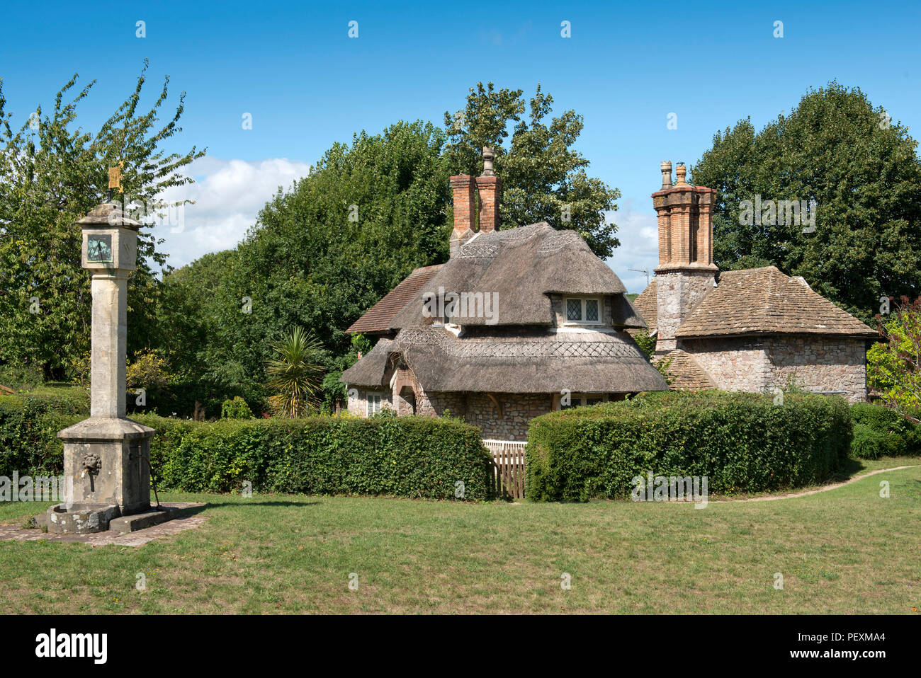 Blaise Hamlet, a group of 9 cottages, grade 1 listed, in Henbury, Bristol, UK.  They were designed by John Nash and built in 1809 for pensioners Stock Photo