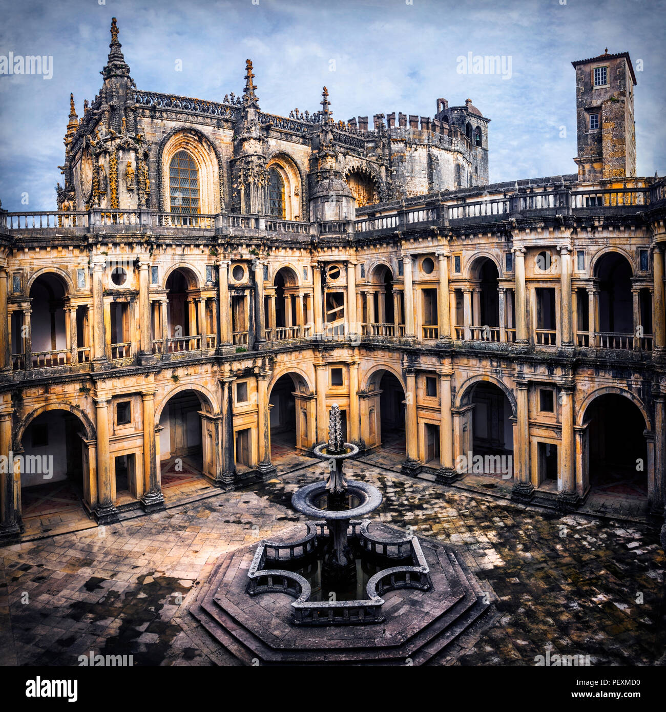 impressive cathedral Convent of Christ in Tomar, Portugal, UNESCO site Stock Photo