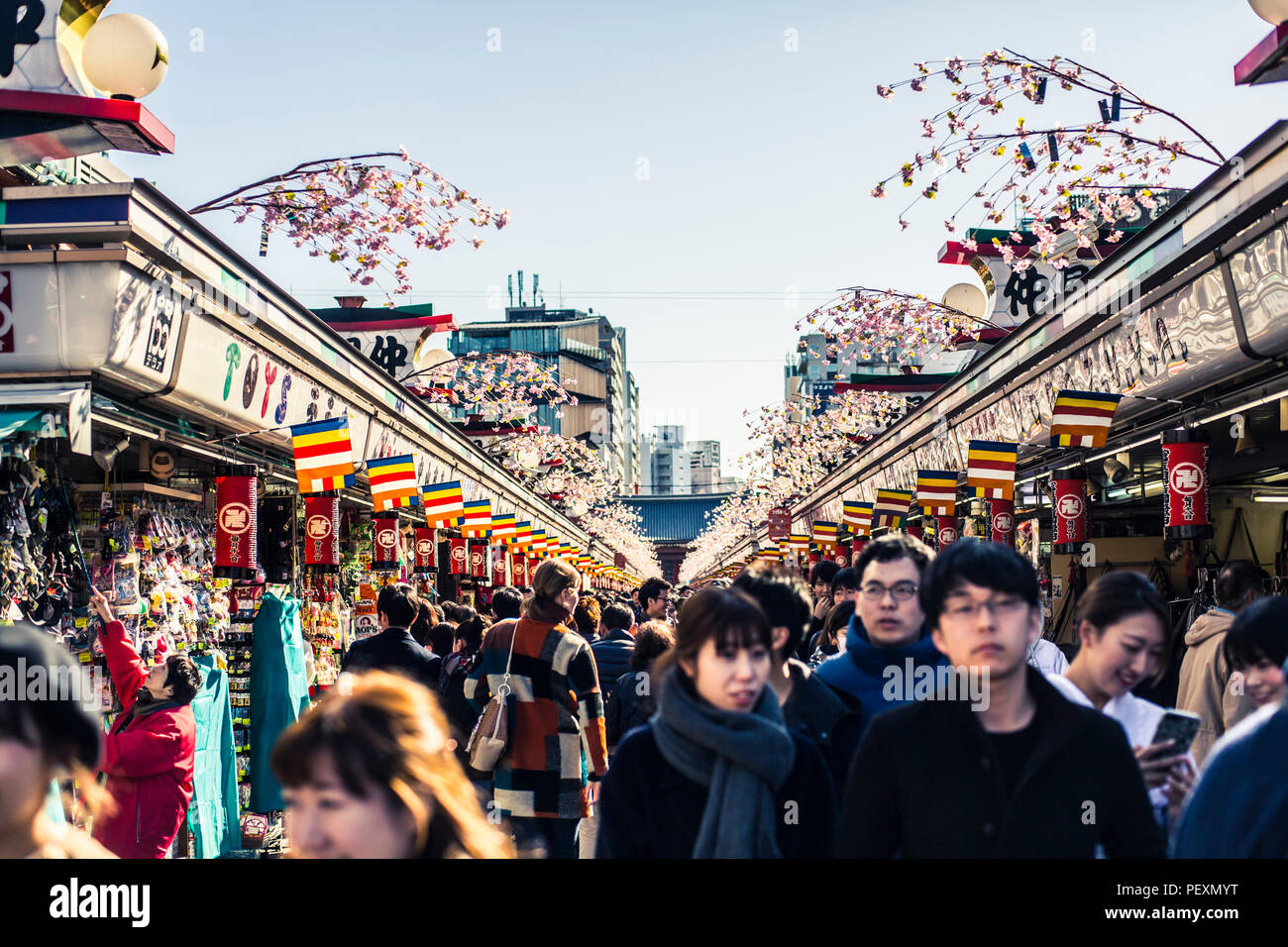 Street market in Asakusa near Senso-ji shrine in Tokyo, Japan Stock Photo