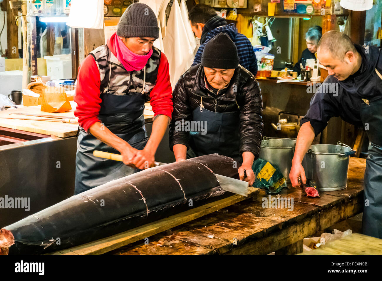 Tsukiji fish market in Tokyo, Japan Stock Photo