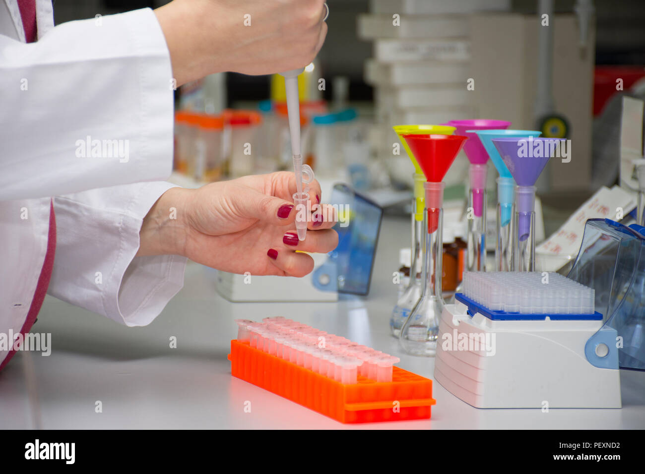 equipment in laboratory use for research and test sample Stock Photo