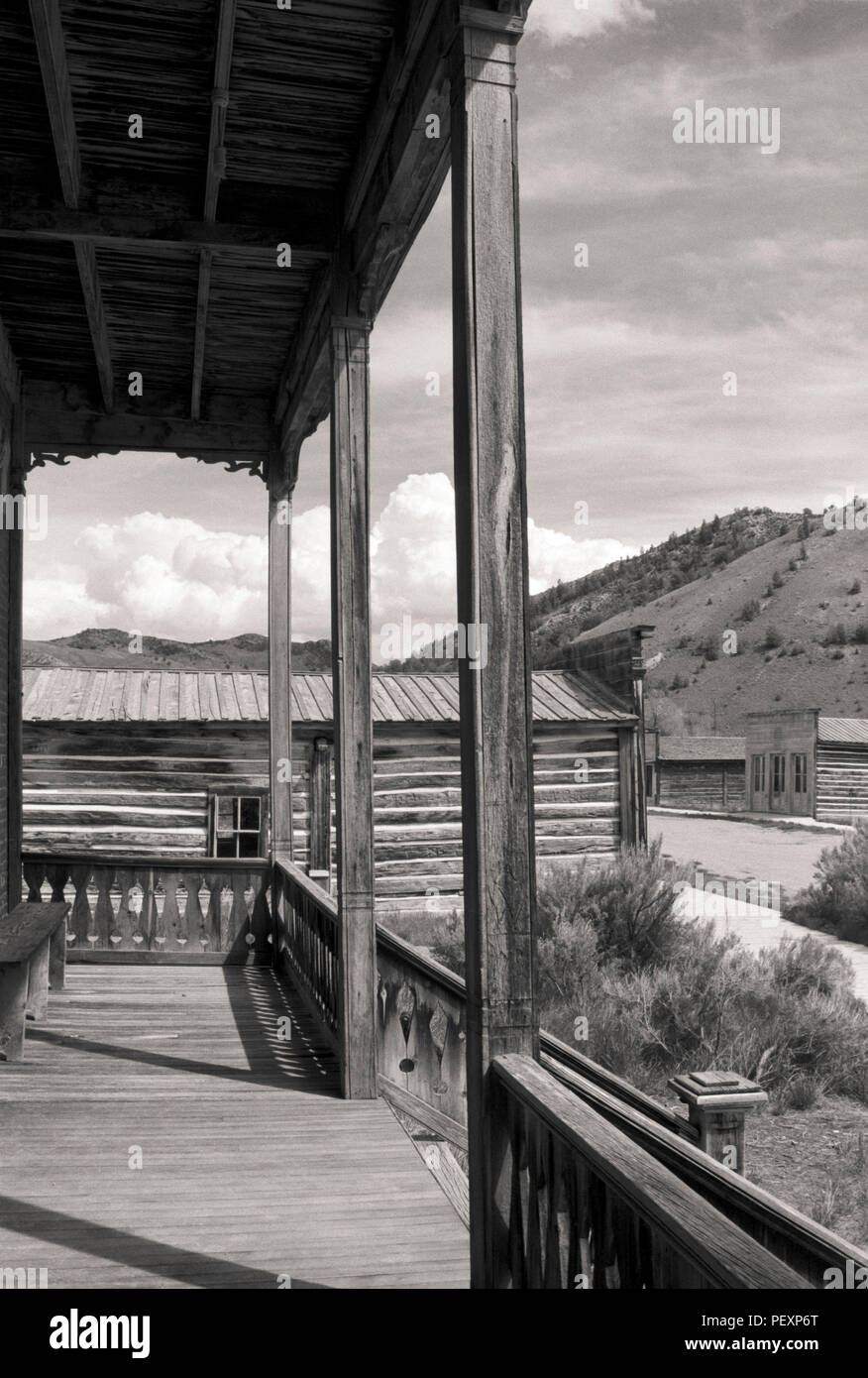 The Ghost Town of Bannack in Montana, taken from the porch of the Meade Hotel. Stock Photo