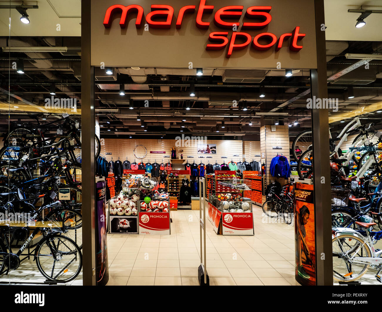 KRAKOW, POLAND March 20, 2018 Martes sport store in Bonarka City