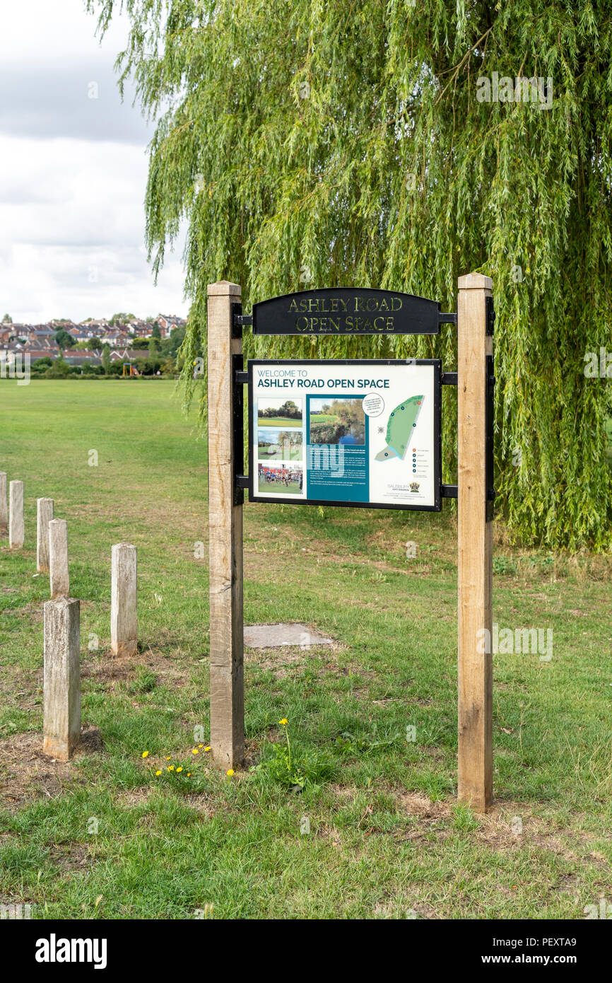 Ashley Road open space sign in Salisbury Wiltshire UK Stock Photo