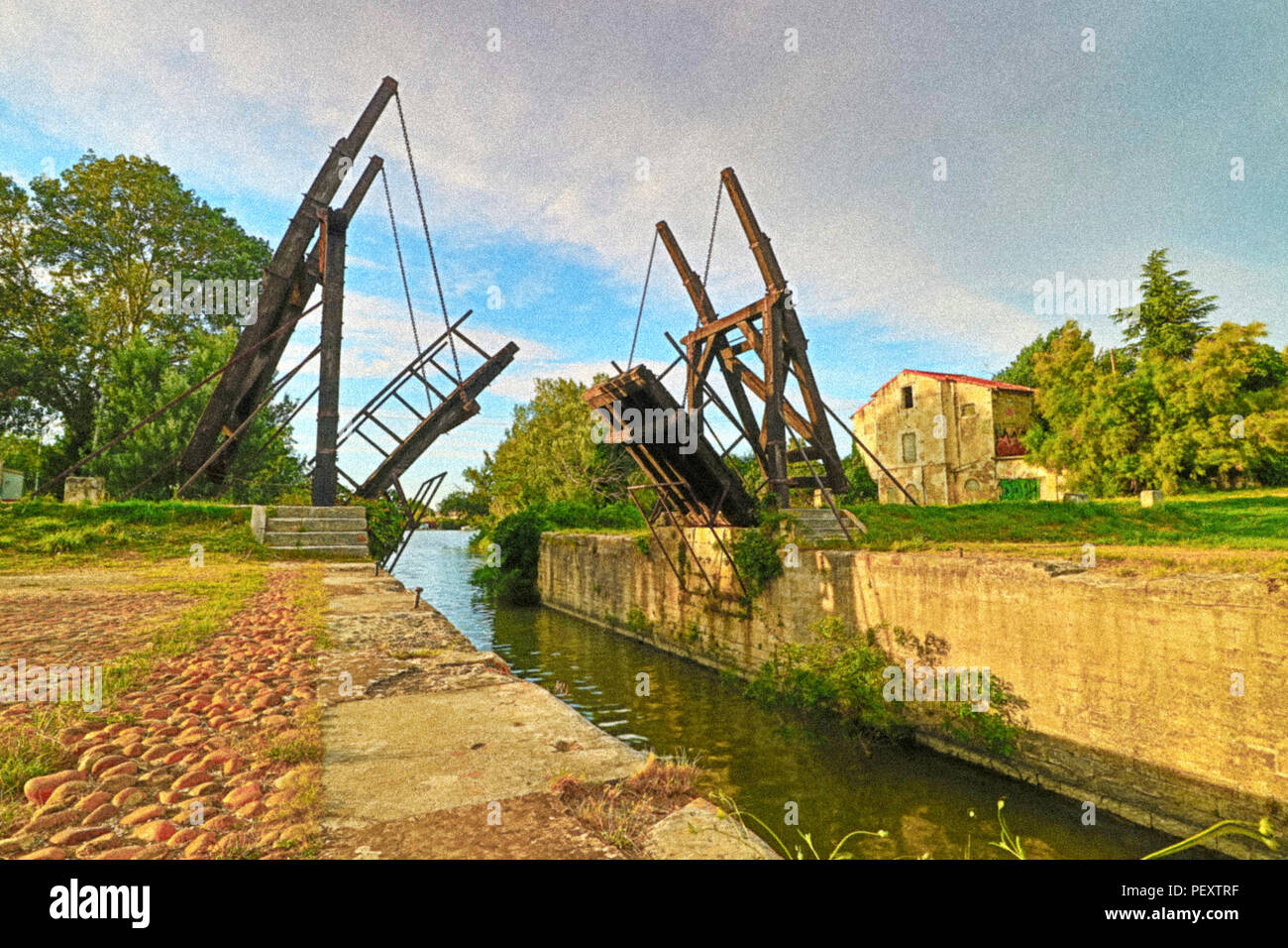 Langlois bridge at Arles, Provence-Alpes-Côte d'Azur, France.  The bridge is the subject four oil paintings, one watercolour and four drawings by Vinc Stock Photo