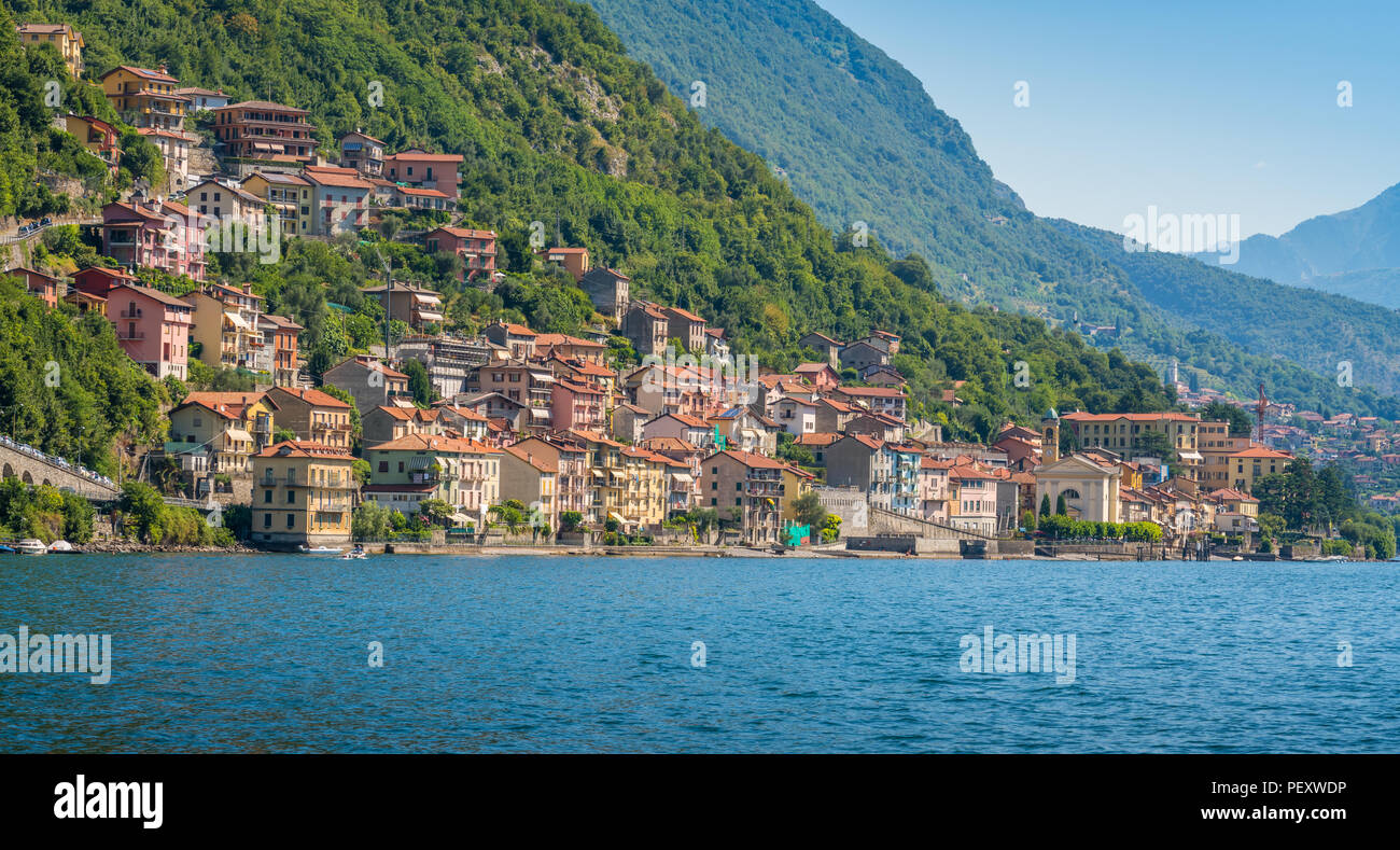 Colonno, colorful village overlooking Lake Como, Lombardy, Italy Stock ...