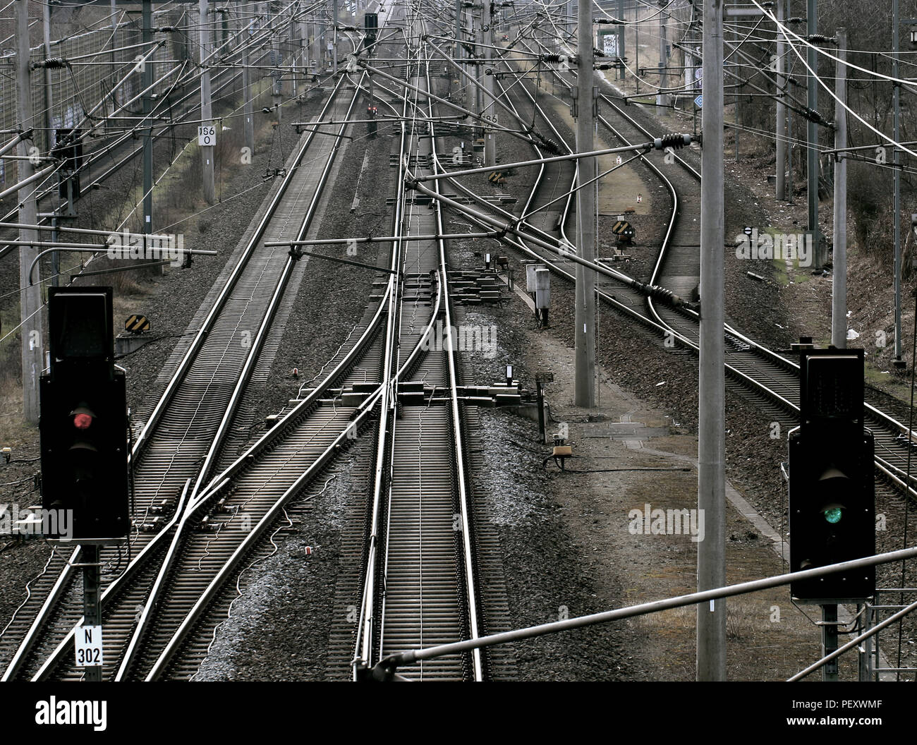 the railway in Germany, Fallersleben Stock Photo