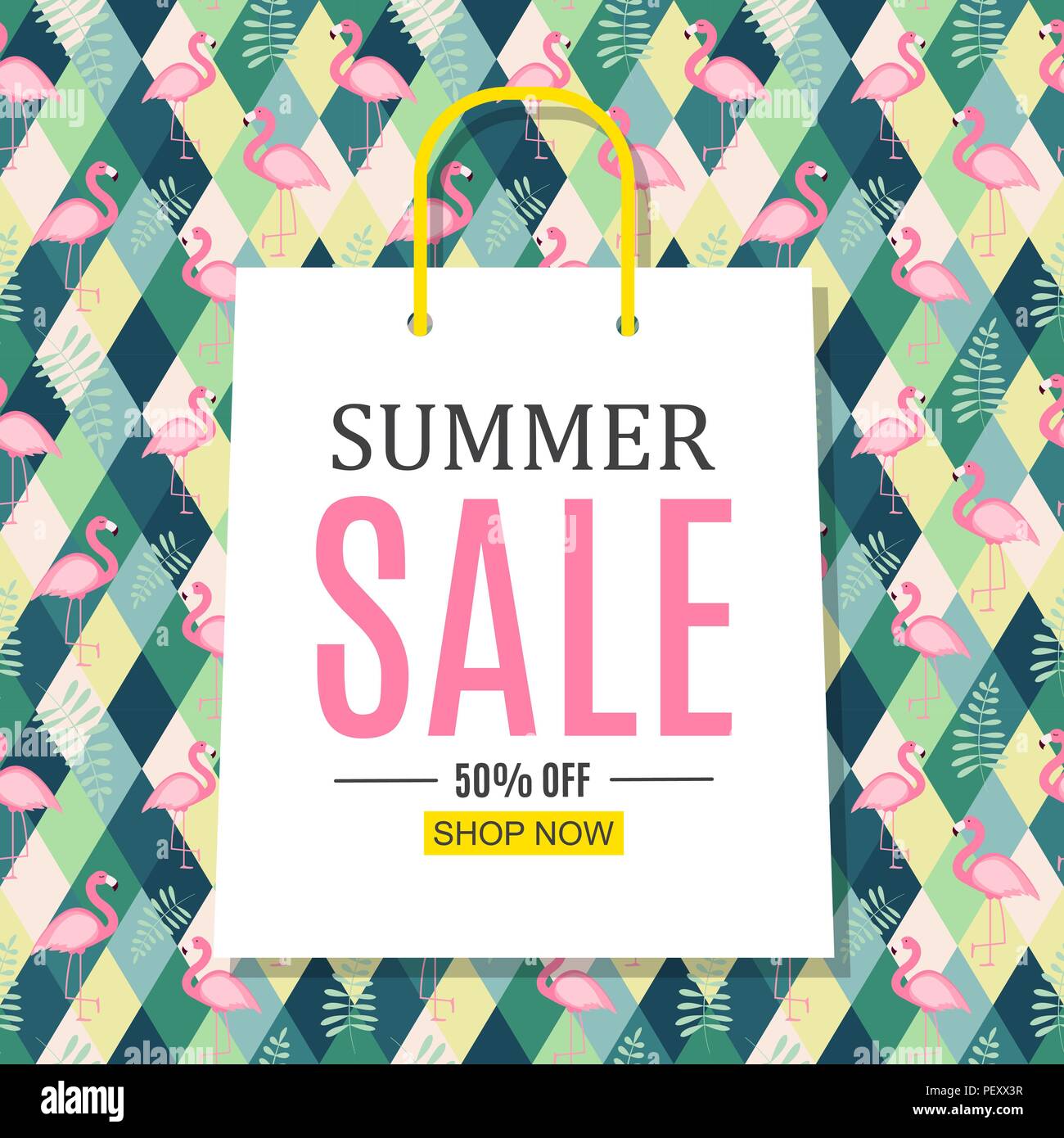 Abstract Summer Sale Background with Shopping Bag. Vector Illustration ...