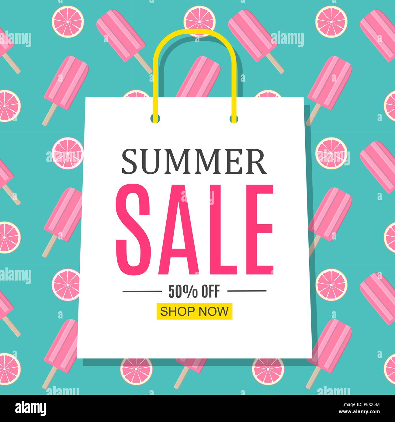Abstract Summer Sale Background with Shopping Bag. Vector Illustration ...