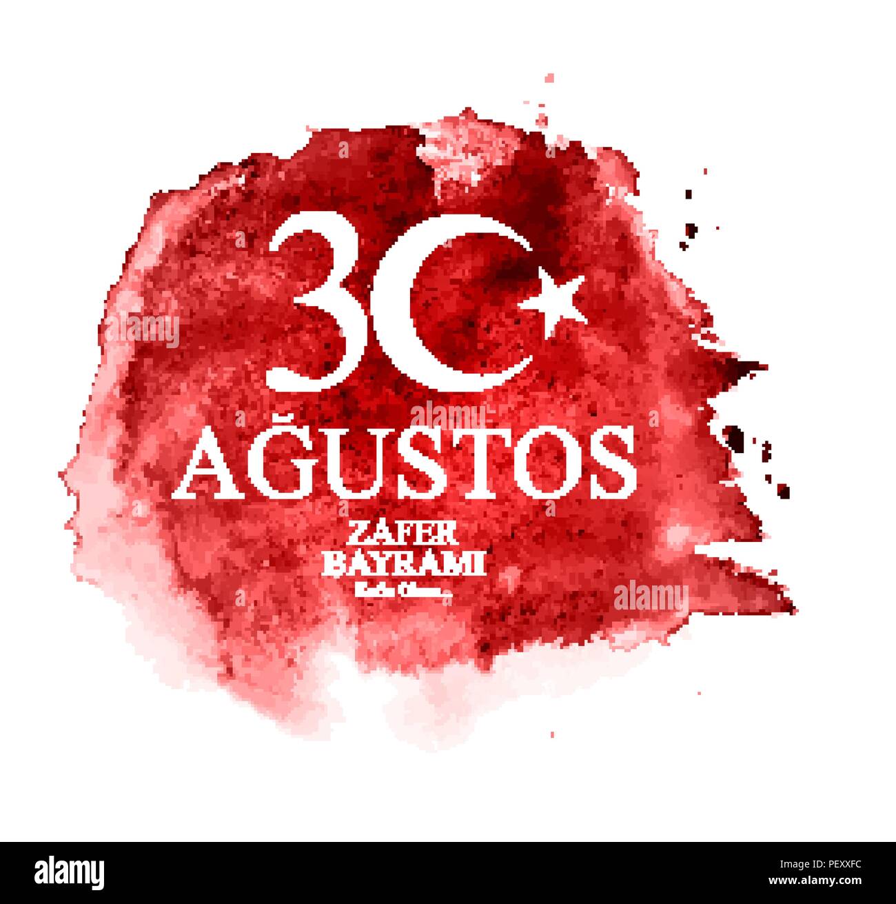 August 30, Victory Day Turkish Speak 30 Agustos, Zafer Bayrami Kutlu Olsun . Vector Illustration Stock Vector