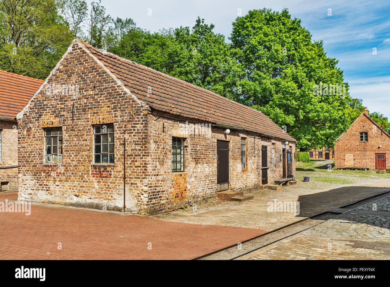 The Forge building is located in the museum village Baruther Glashuette, Brandenburg, Germany, Europe Stock Photo