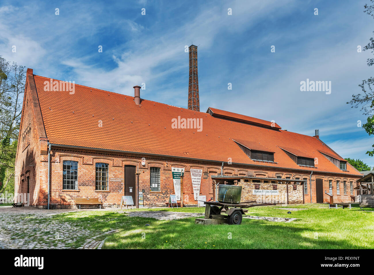 New Glashuette building in the museum village Baruther Glashuette, Baruth / Mark, district Teltow-Flaeming, Brandenburg, Germany, Europe Stock Photo