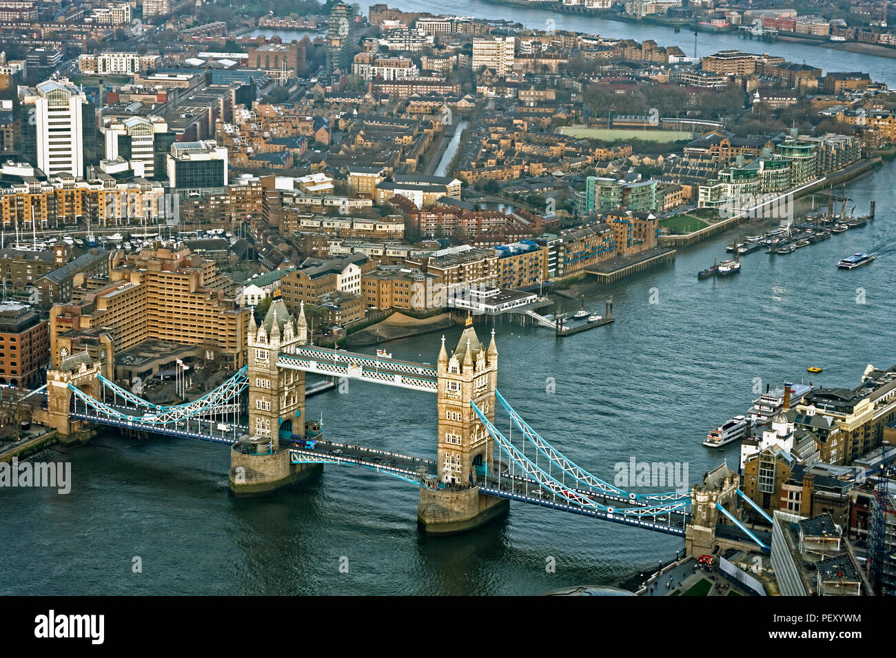 VIEW FROM THE SHARD TOWER BRIDGE LONDON UK Stock Photo