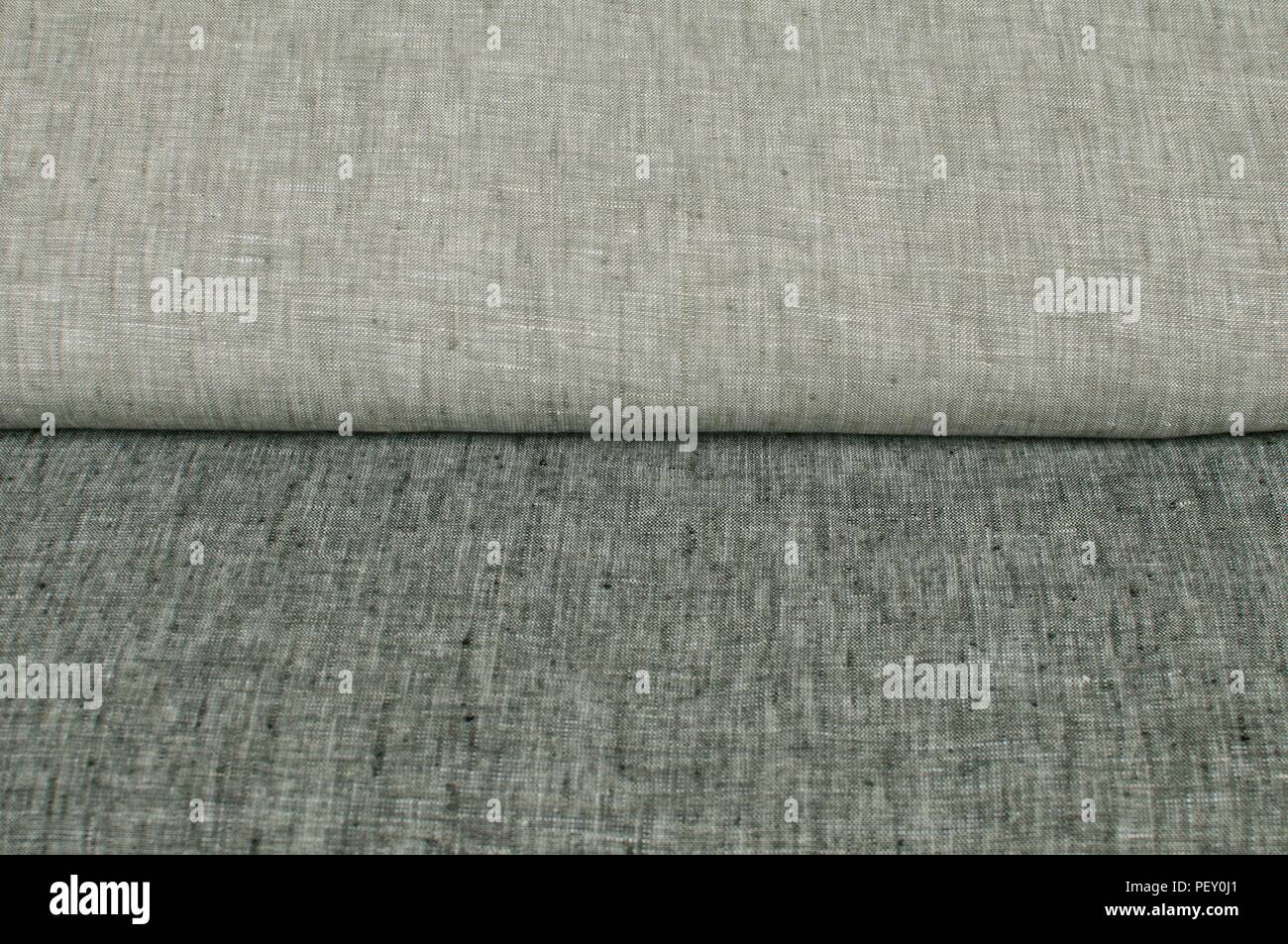 Melange gray linen fabric texture surface closeup as textile background Stock Photo